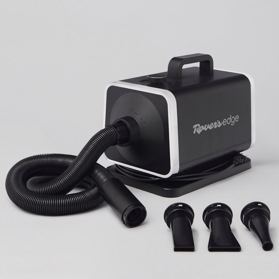 Alpha high-velocity dryer with its hose and nozzle attachments.
